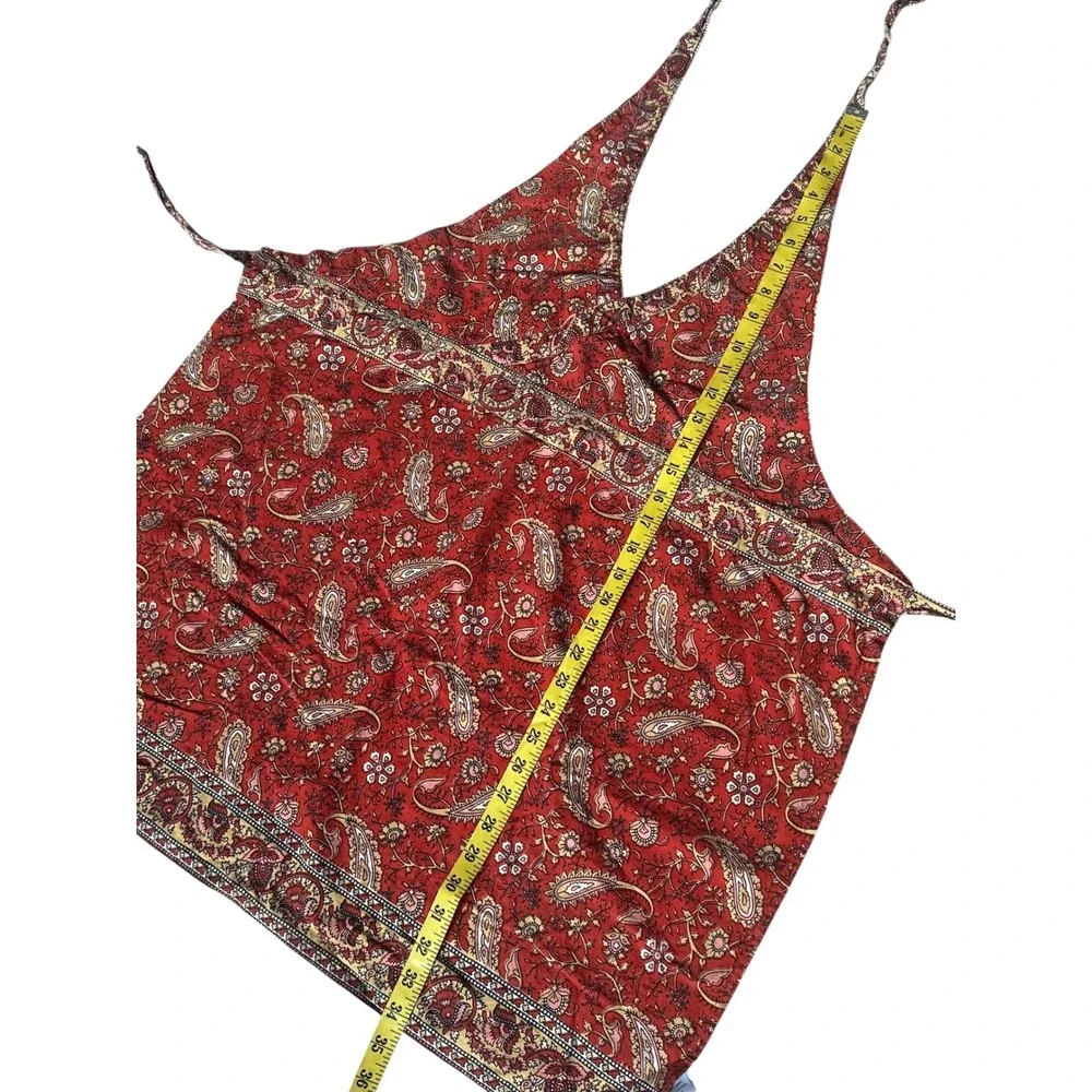 Red Paisley Cotton Halter Neck Apron Floral Boho Kitchen‎ Wrap Made in India